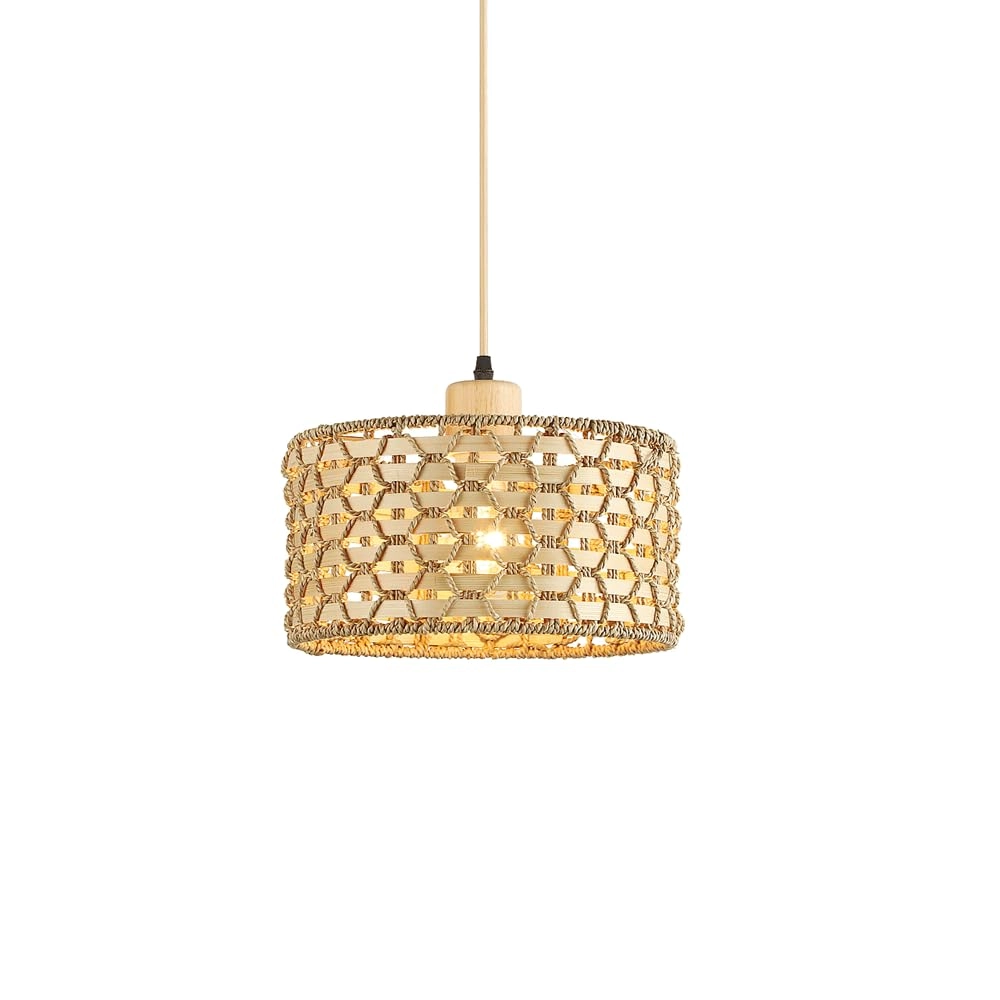 BJBMDAM Rattan Hanging Lamp - 45.67in/116cm