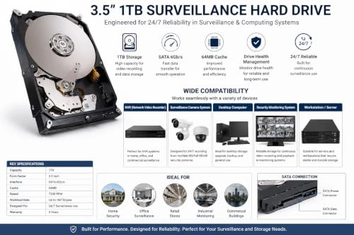 3.5" 7200rpm 64MB SATA 6Gb/s (TZ-NVR-8) - 1TB