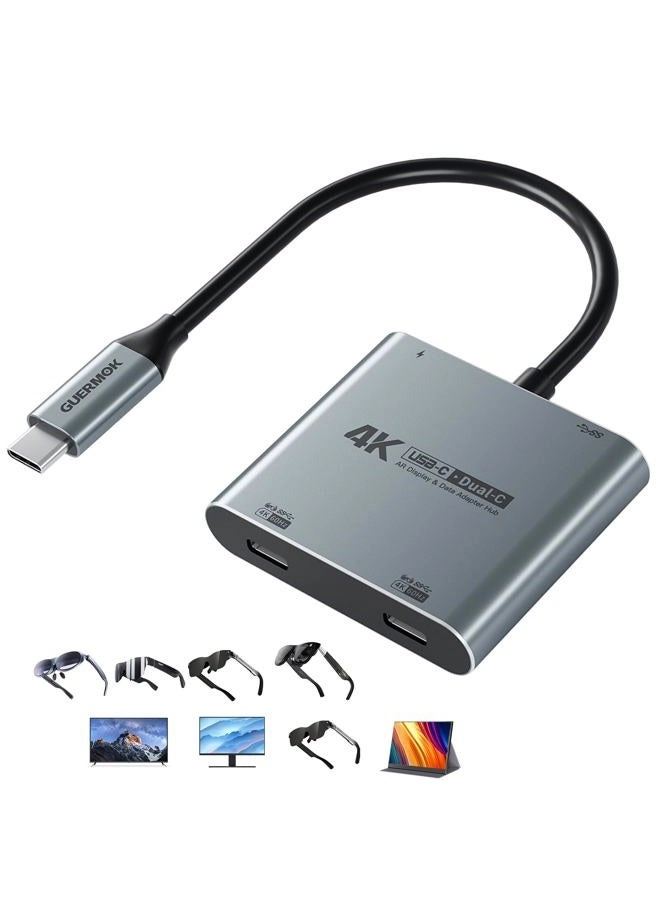 4-in-1 Dual USB-C Display Hub - 4K@60Hz 100W PD USB 3.0 5Gbps