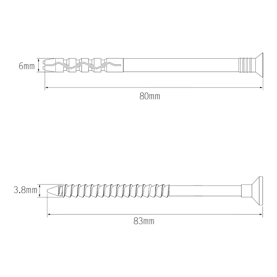 Nylon & Steel Hammer Fixing Pack - L. 8 cm Dia. 0.6