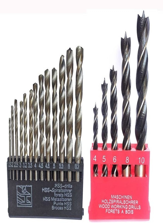 HSS drill bit - 1.5 to 10 + Wood drill bit set - Wood Pack of 2