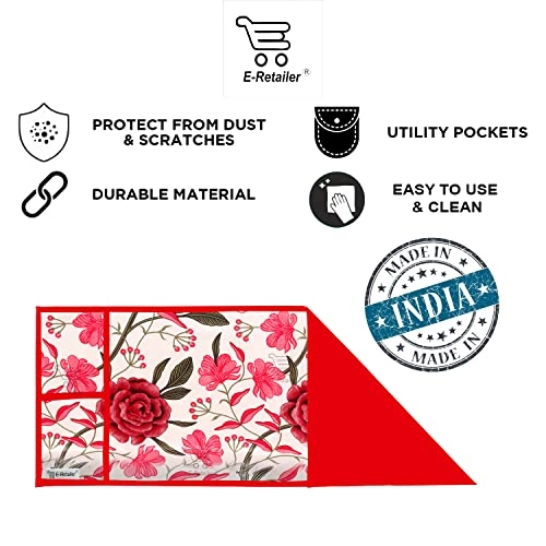 Microwave-Oven Top Cover - Polyester 3-Layered 4 Pockets Maroon