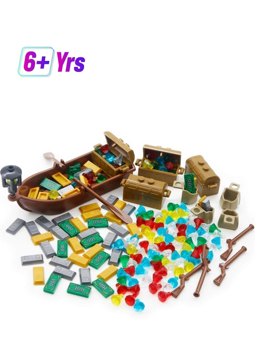 BroTex Pirate Accessories Money Treasure Chest - Building Bricks Ship