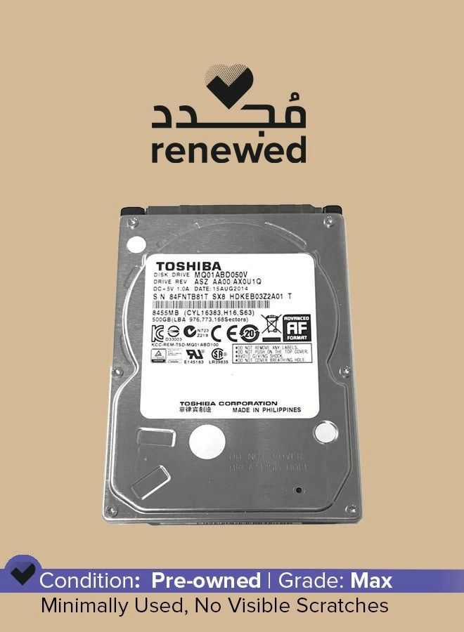 Toshiba (Renewed) 2.5" 5400rpm 8MB SATA 3Gb/s (MQ01ABD050V-OEM) - 500GB