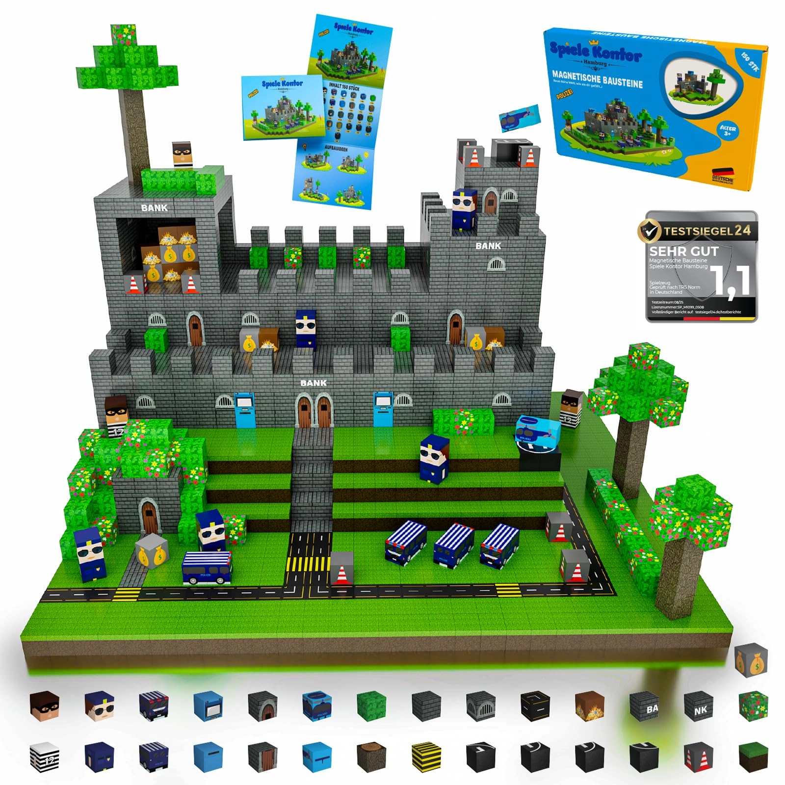 Spiele Kontor Hamburg Magnetic Building Blocks - Police 150 pcs