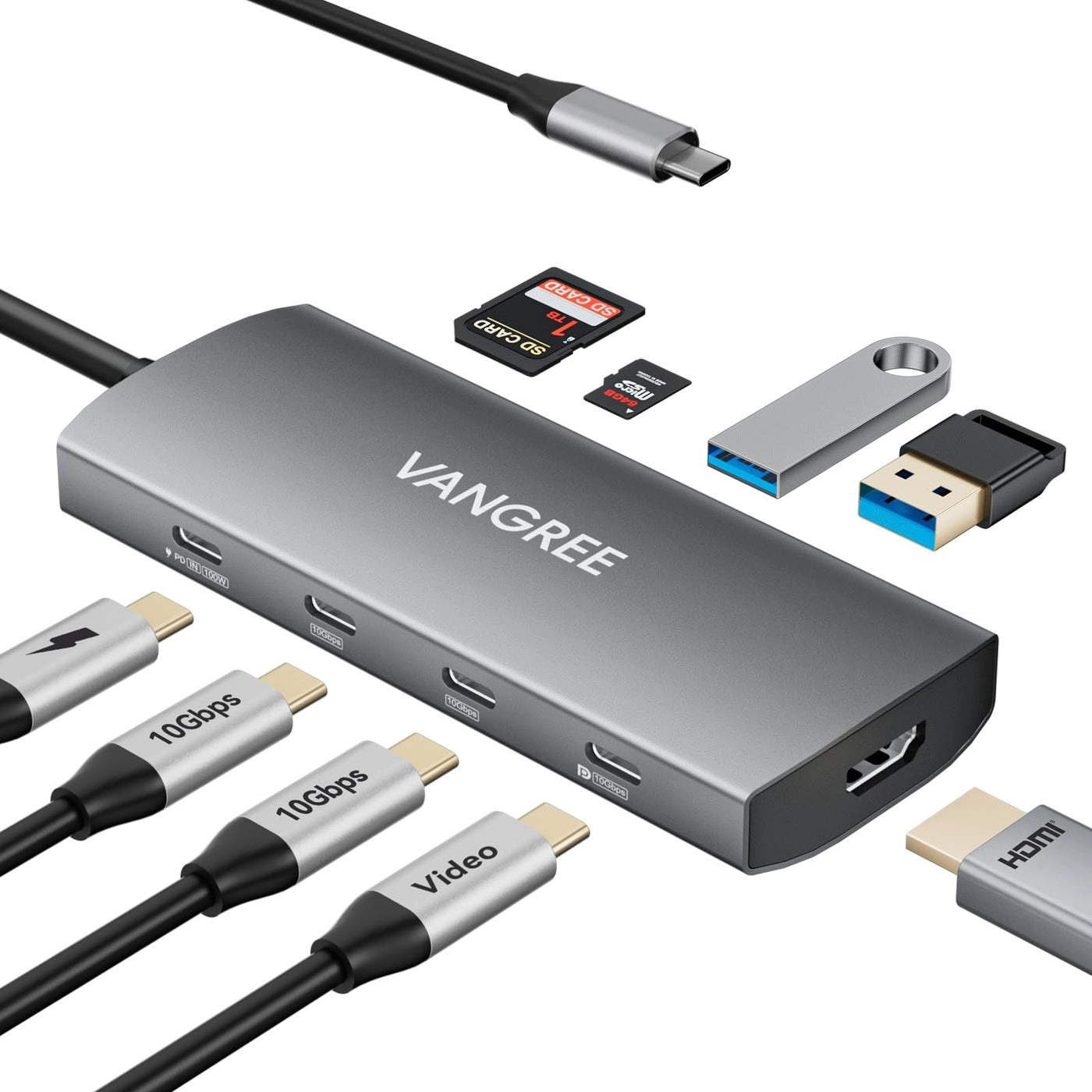 VANGREE USB C Video Output Hub - 3.2 4K@60Hz