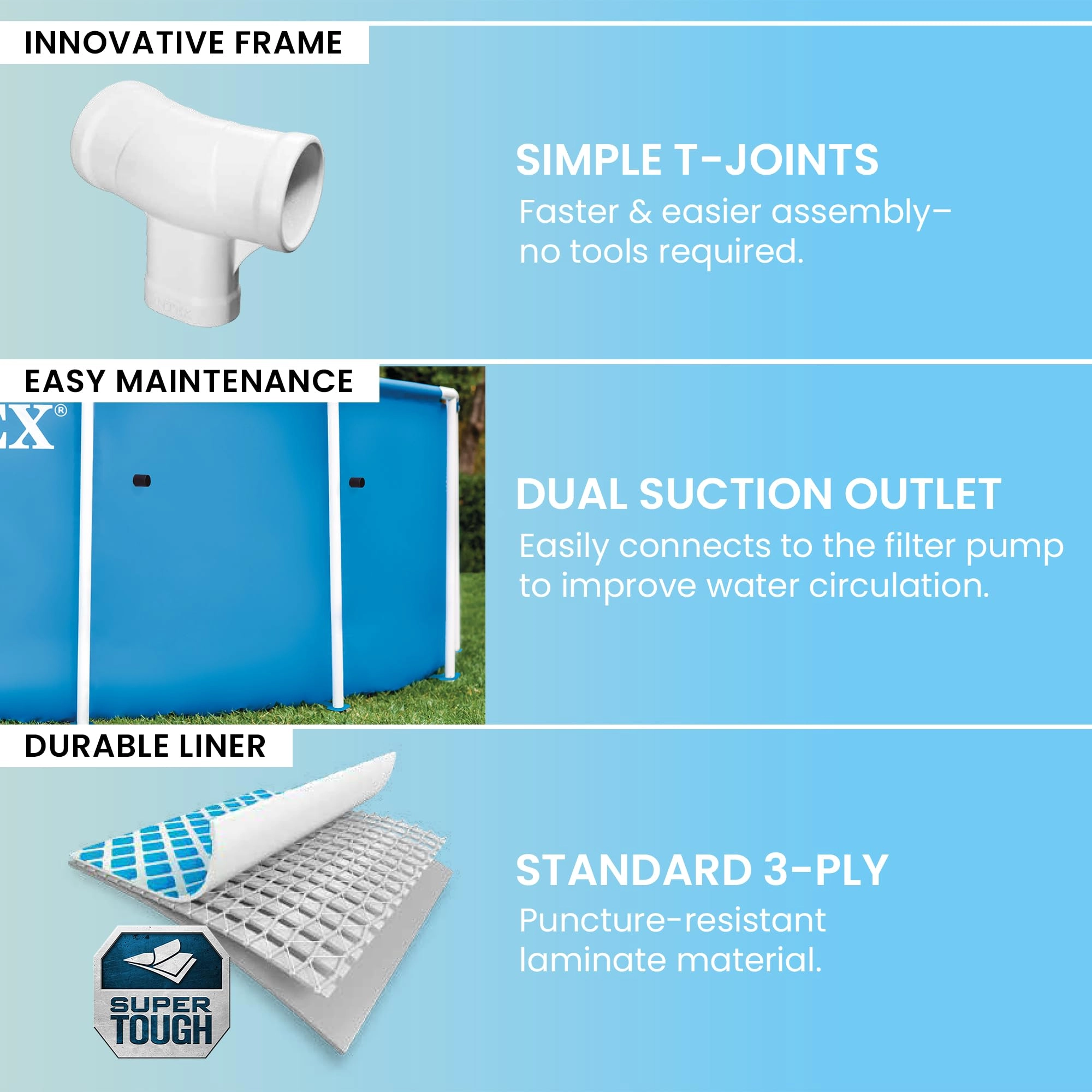 Metal Frame 10 ft x 30 in Above Ground Pool - 1185 Gallons