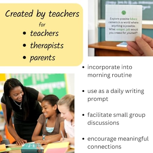 Conversation Cards for Teens - Motivational & Reflective 50 Cards Display Stand