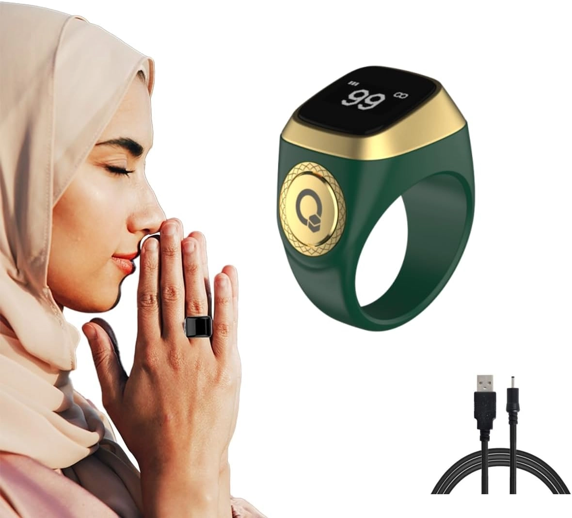 Smart Ring Counter - 18mm Green OLED Display