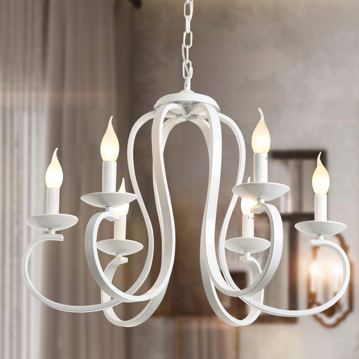 Ganeed French Country Chandelier - 6-Light White