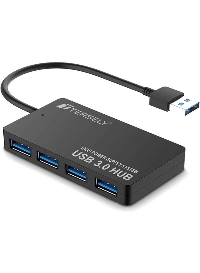 Tersely 4-Port USB 3.0+2.0 Hub - Ultra Slim Compact Black
