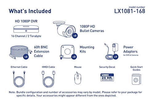 Weatherproof Indoor/Outdoor Wired Home Surveillance Security System - 2TB 16 Channel