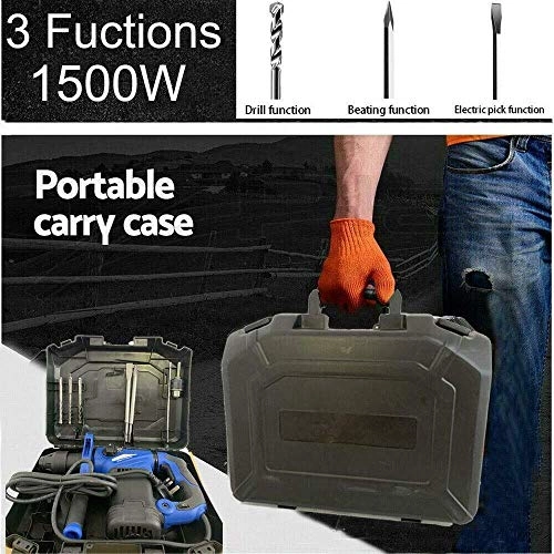 Electric Hammer Drill - 1500W 3 Modes 360°Rotating Handle