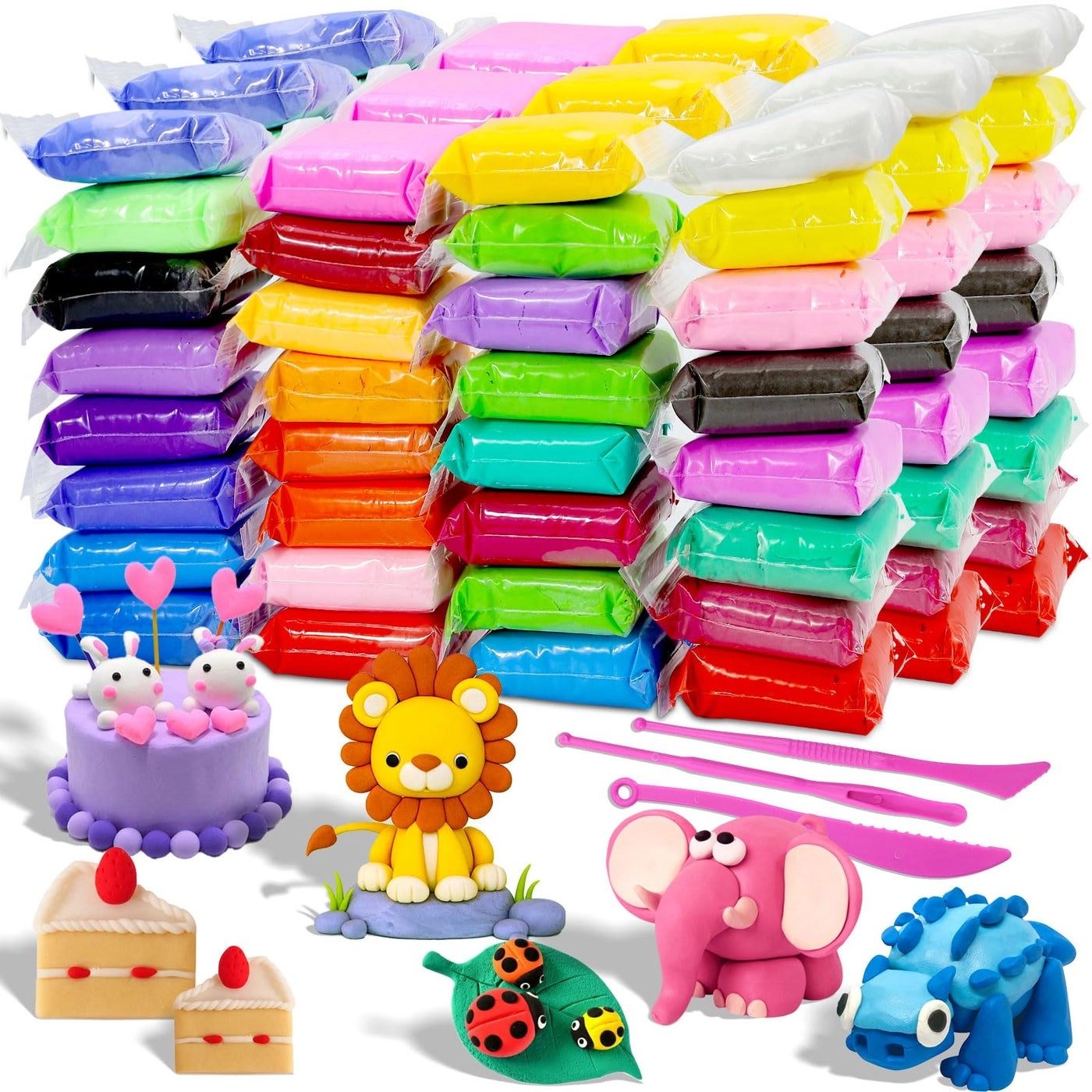 Air Dry Clay - 96pcs. 32 Colors 3 Sculpting Tools