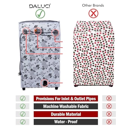 Top Load Washing Machine Cover - 56X56X85cms Half White & Grey