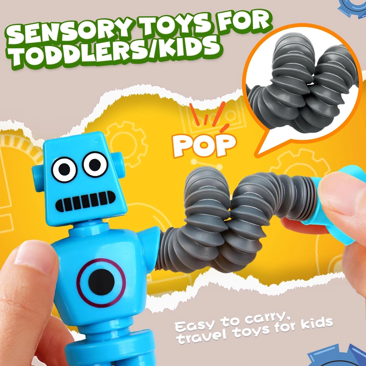Robot Sensory Travel Toy + Airplane + Pop Tube Suction Fidget Toy