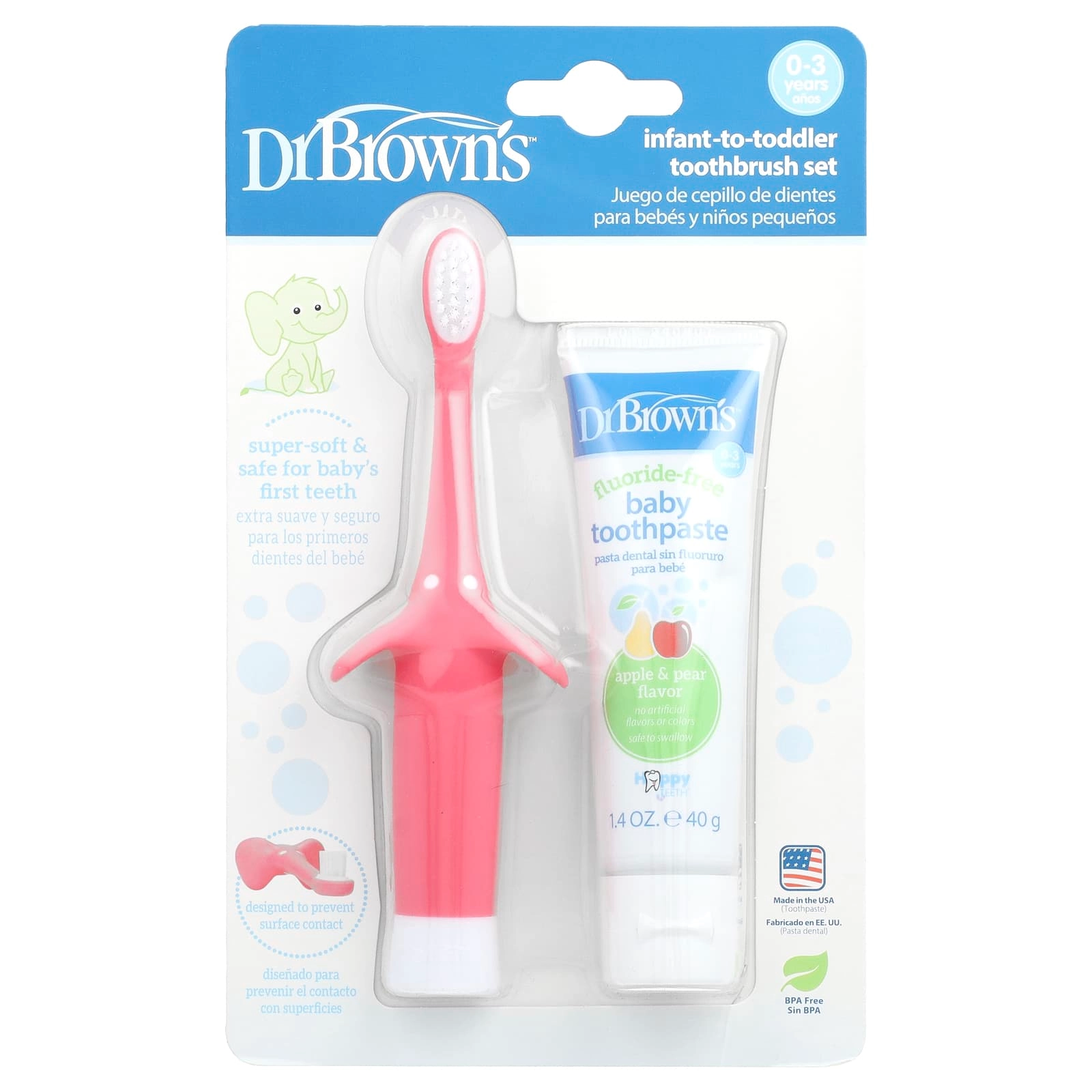 Dr. Brown's Infant to Toddler Toothbrush Set - 2-Piece Pack Pink