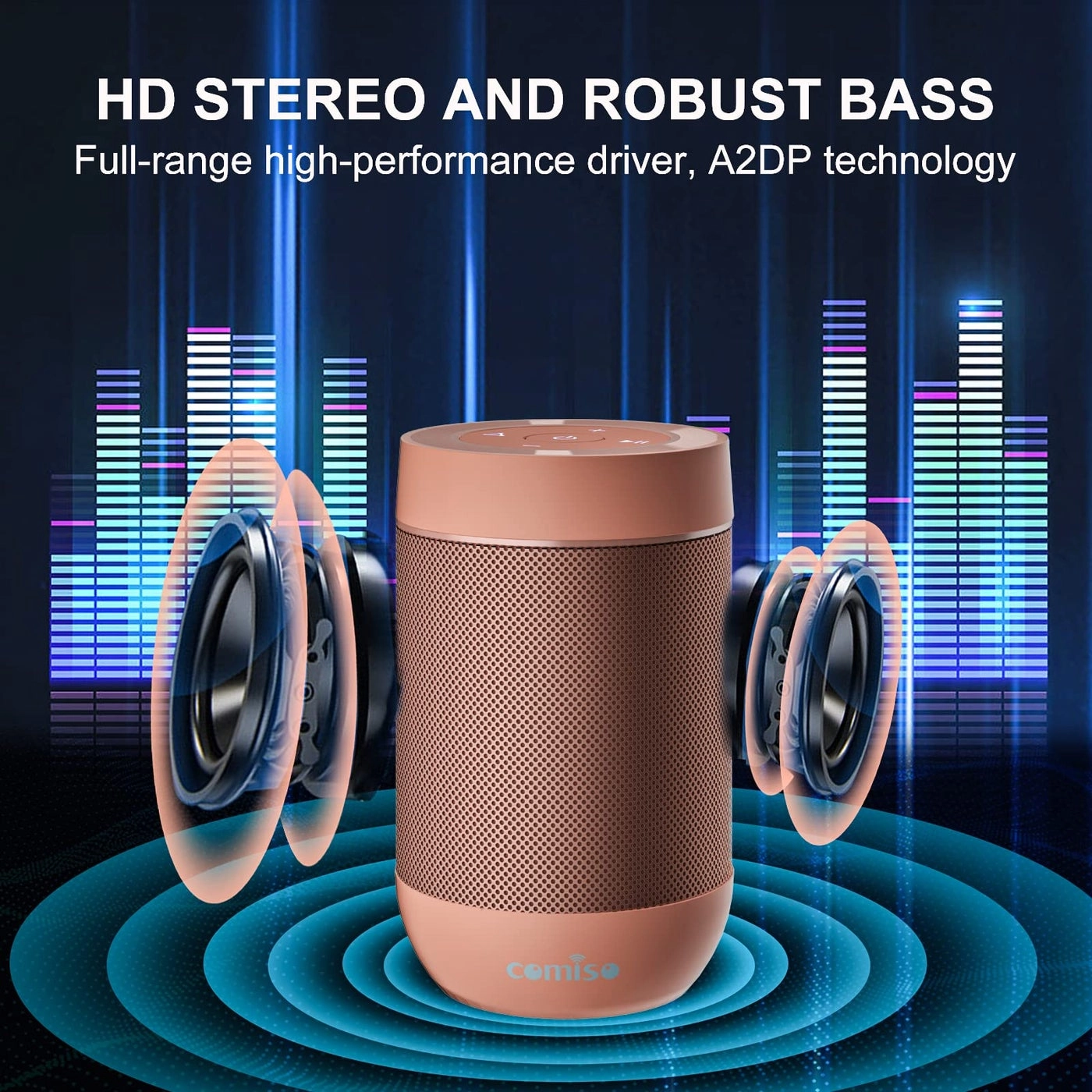 Portable Bluetooth Speaker - Waterproof Wireless 12H Playtime