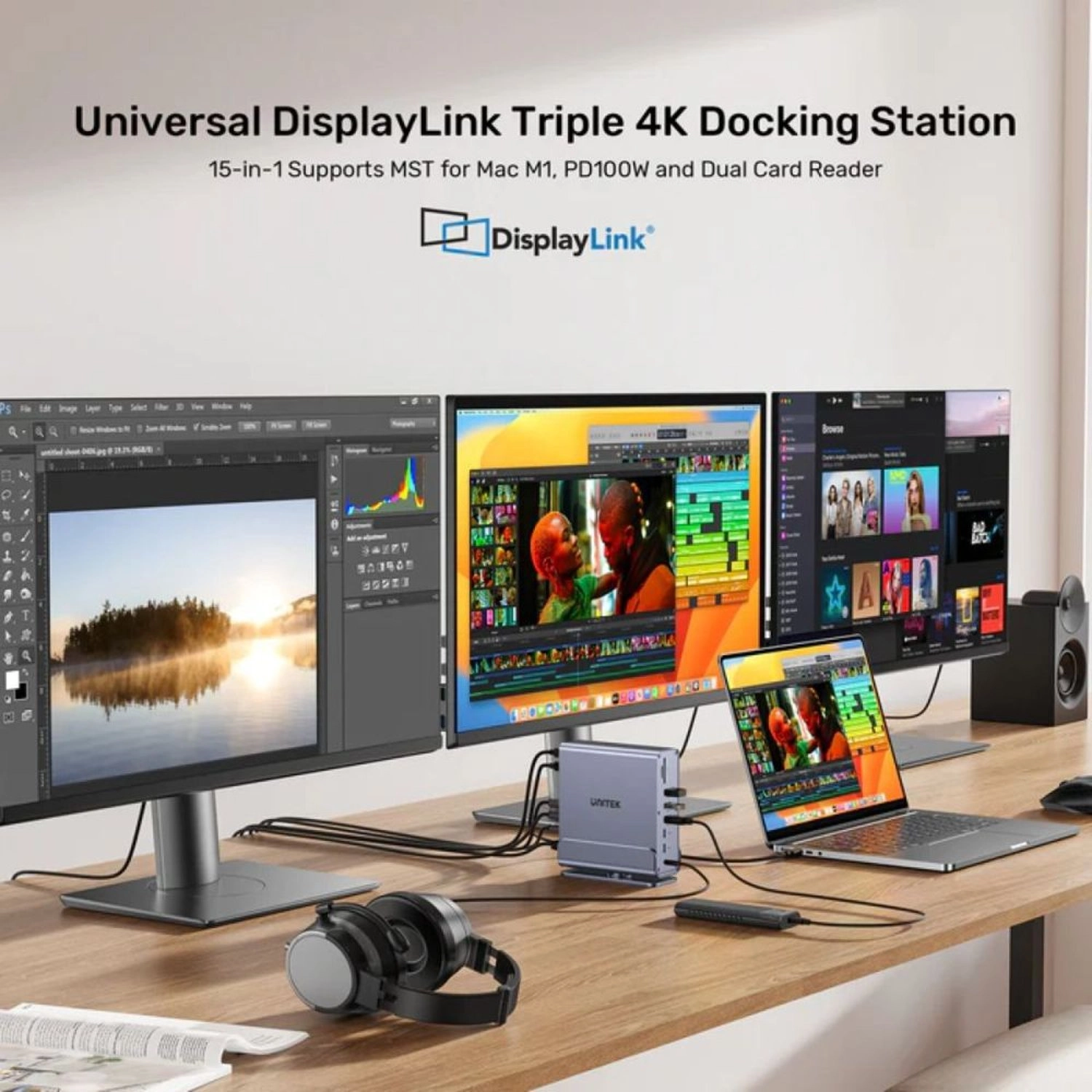 DisplayLink Triple 4K Docking Station - D1135AGY01 PD100W 15-in-1