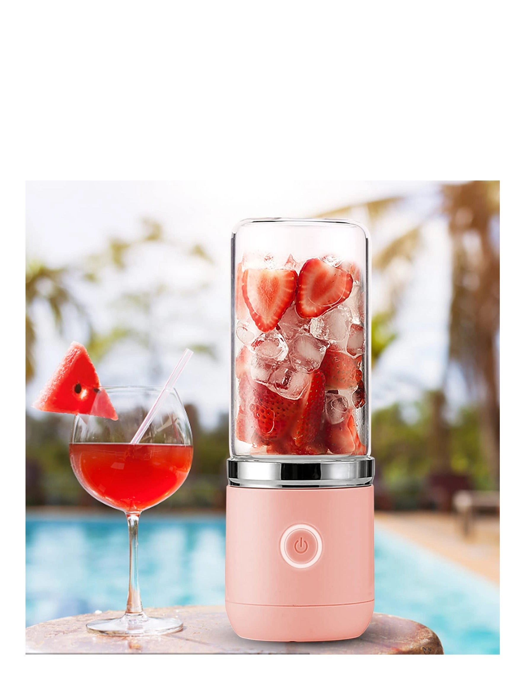 Portable Juice Blender - High Borosilicate Glass 4-Leaf Knife