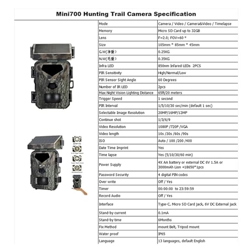 Solar Panel Hunting Camera - 20MP