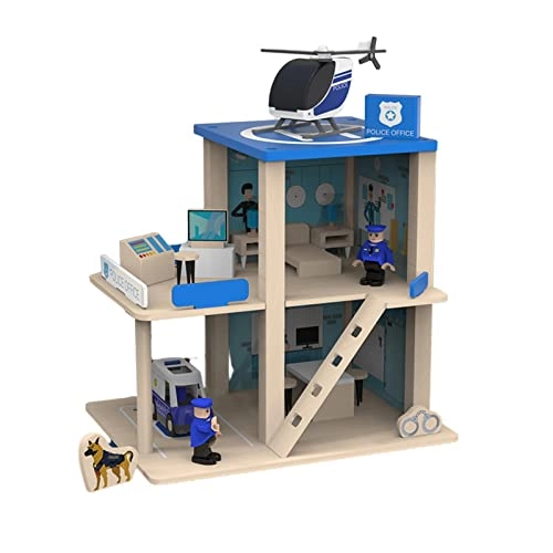 Pink Princess Wooden Dollhouse + Miniature Fire Station Wooden Dollhouse + Station Wooden Dollhouse