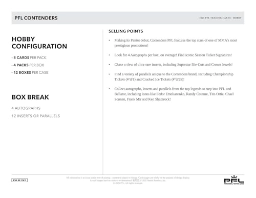 Contenders Professional Fighters League PFL Hobby Box - 4 Packs Per Box 8 Cards Per Pack