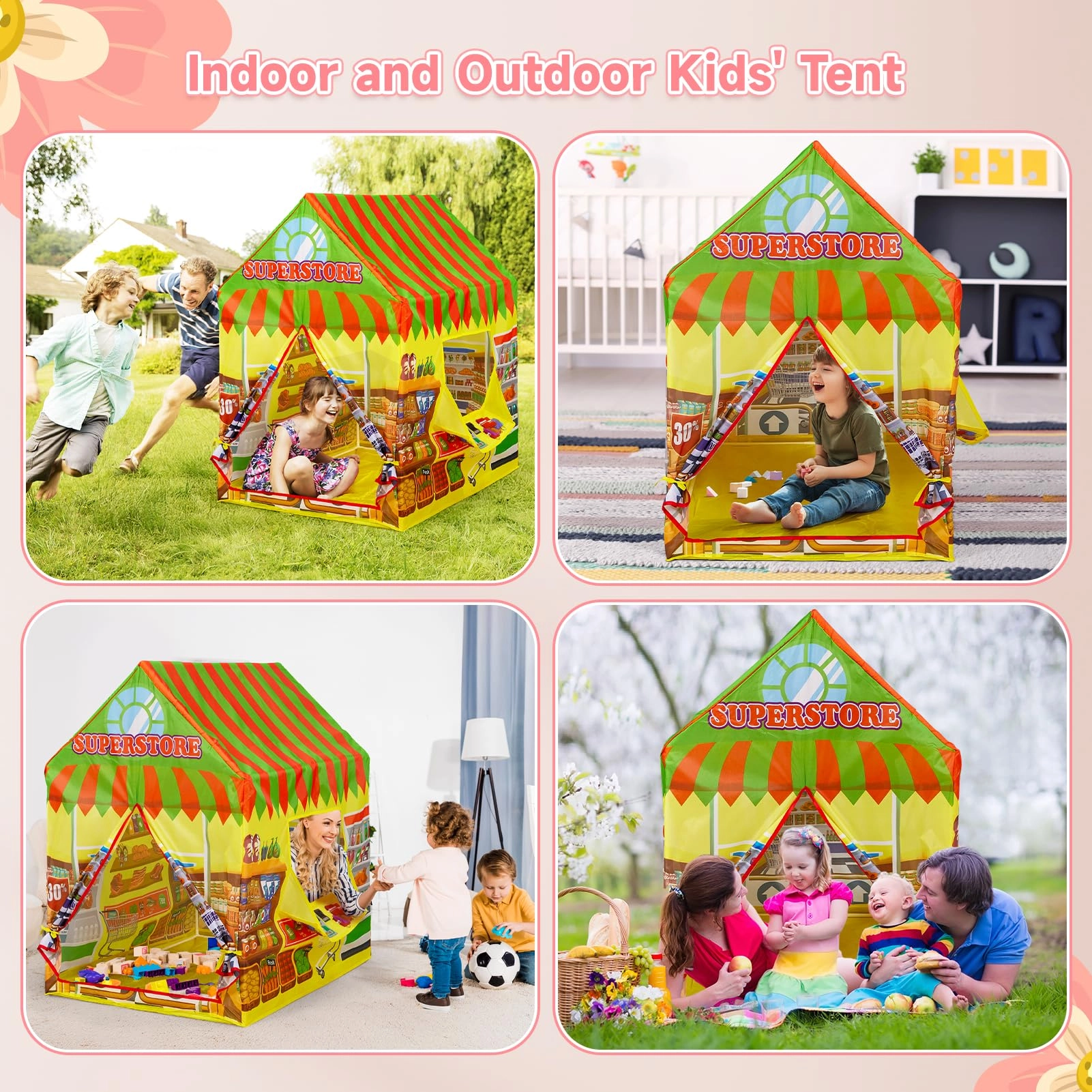 Supermarket Play Tent - 69x93x103cm Yellow-supermarket