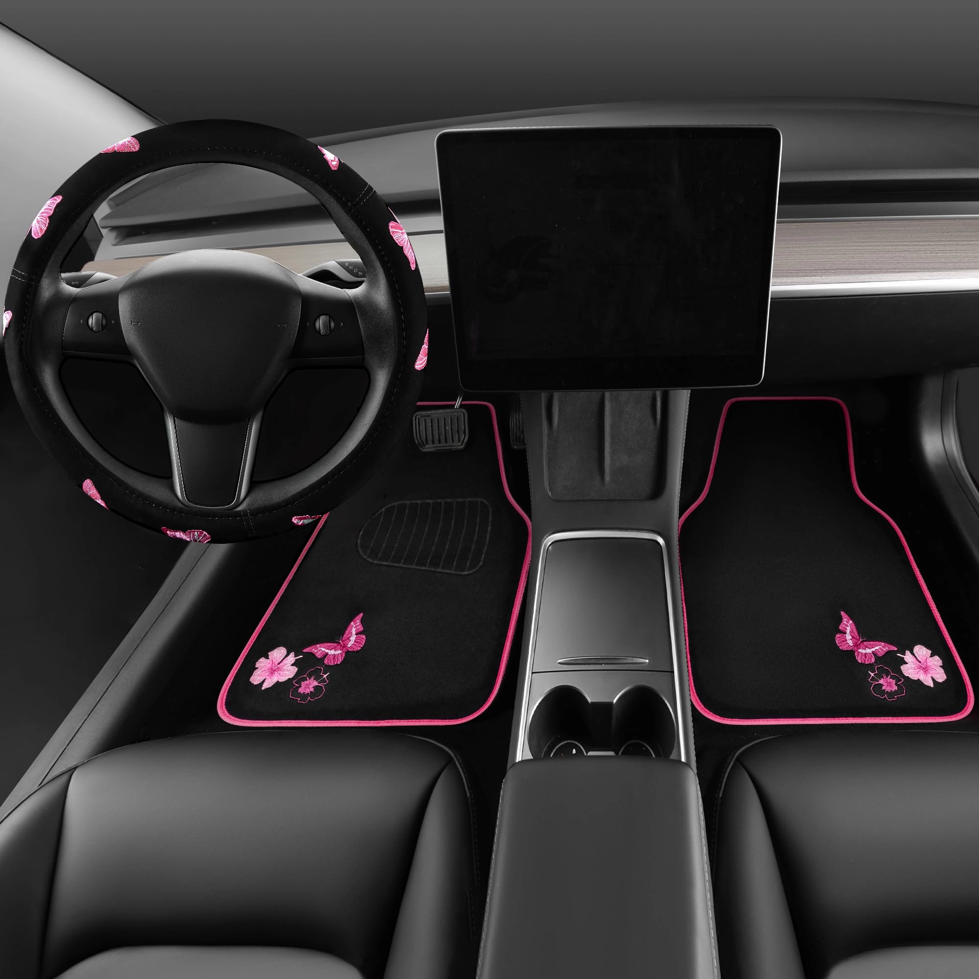Embroidery Butterfly and Flower Car Floor Mats