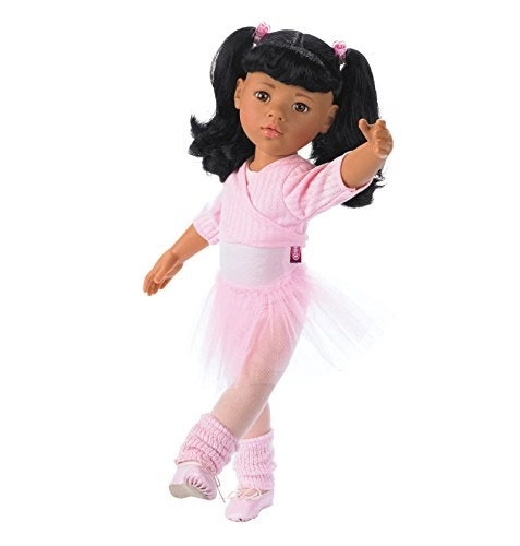 Götz Hannah Poseable Doll - 19.5" Long Black Hair Extra Outfit (Denim Overalls, Shirt & Sandals)