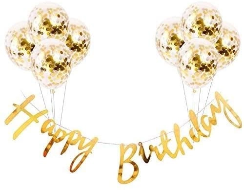 Birthday Banner With Confetti Balloons - 9 piece(s) Birthday