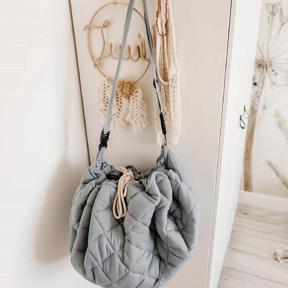 Playmat & Storage Bag - Organic Dusty Blue 6 months