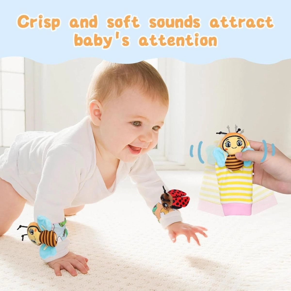 Wrist Rattle & Foot Finder Socks - 1+ Animal designs