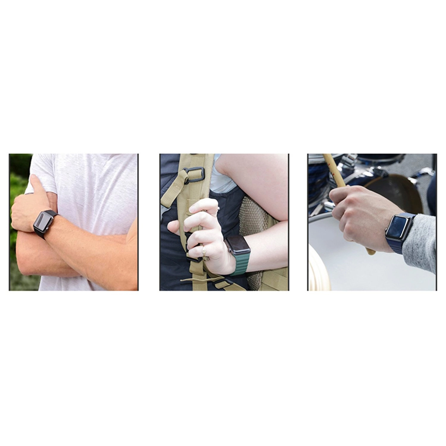 Leather Magnetic Link Watch Band for Apple Watch - 44/45mm