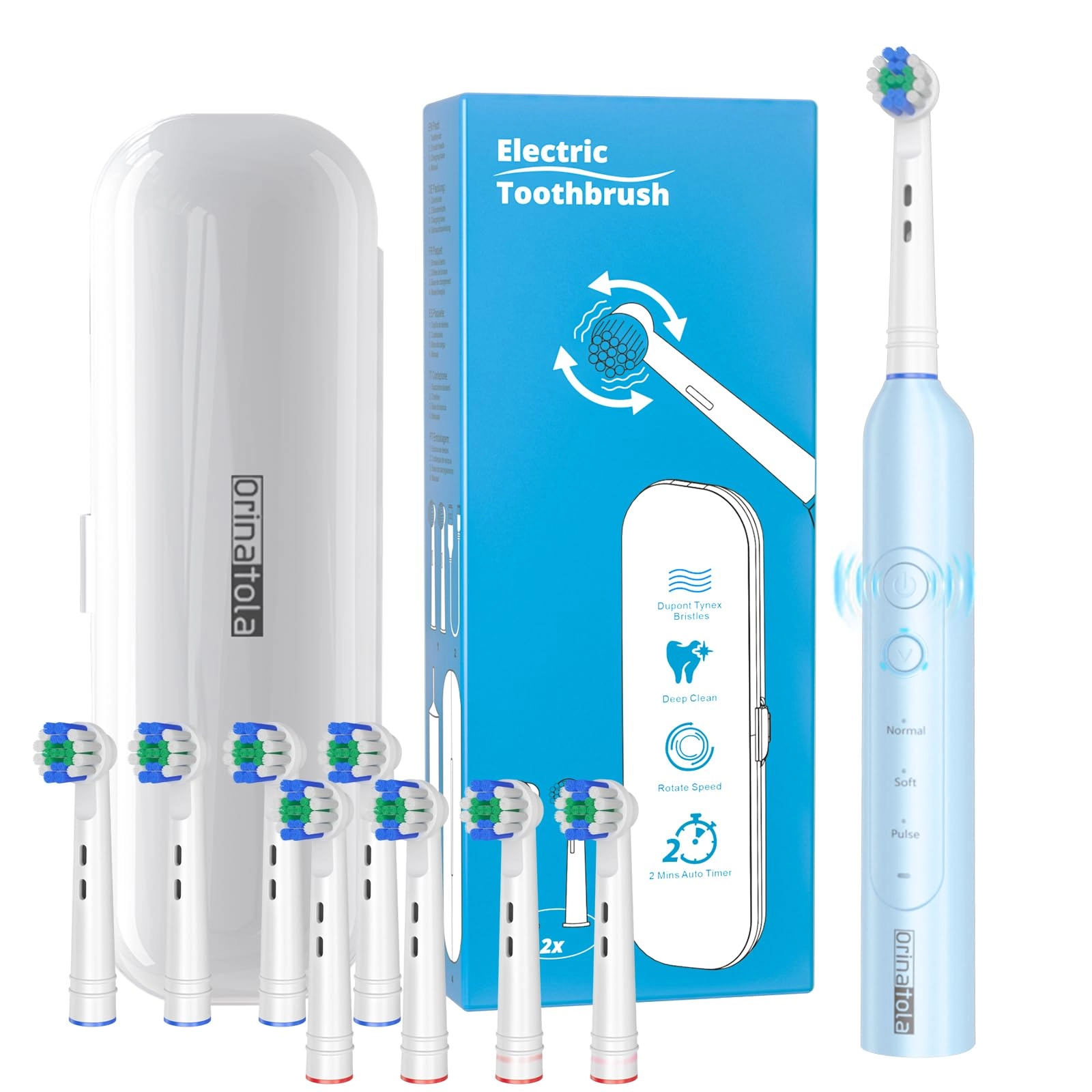 Orinatola 3862 - 8 Brush Heads 3 Modes White