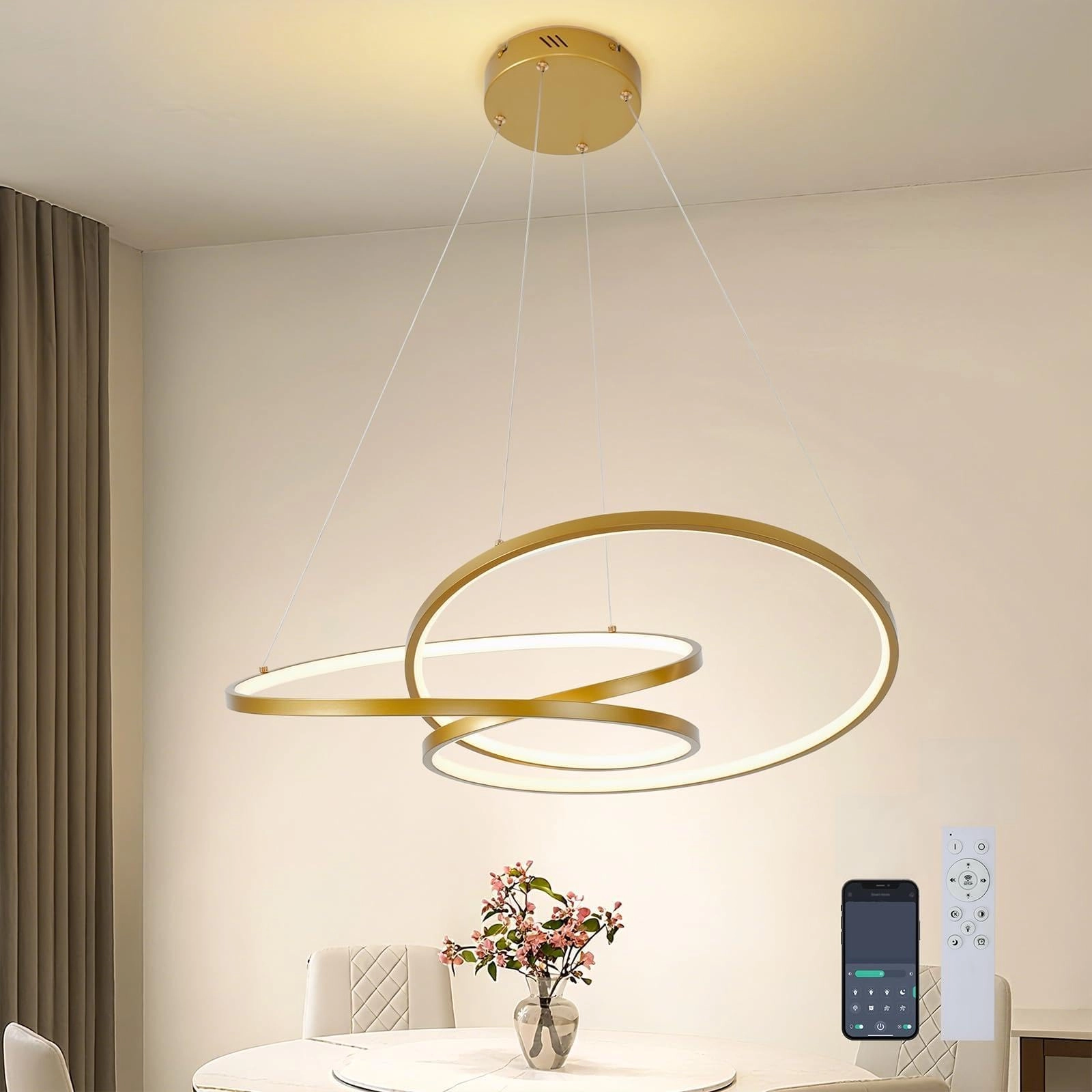 Garwarm Modern LED Chandelier - 59 inches/150cm 15.7 inches/40cm