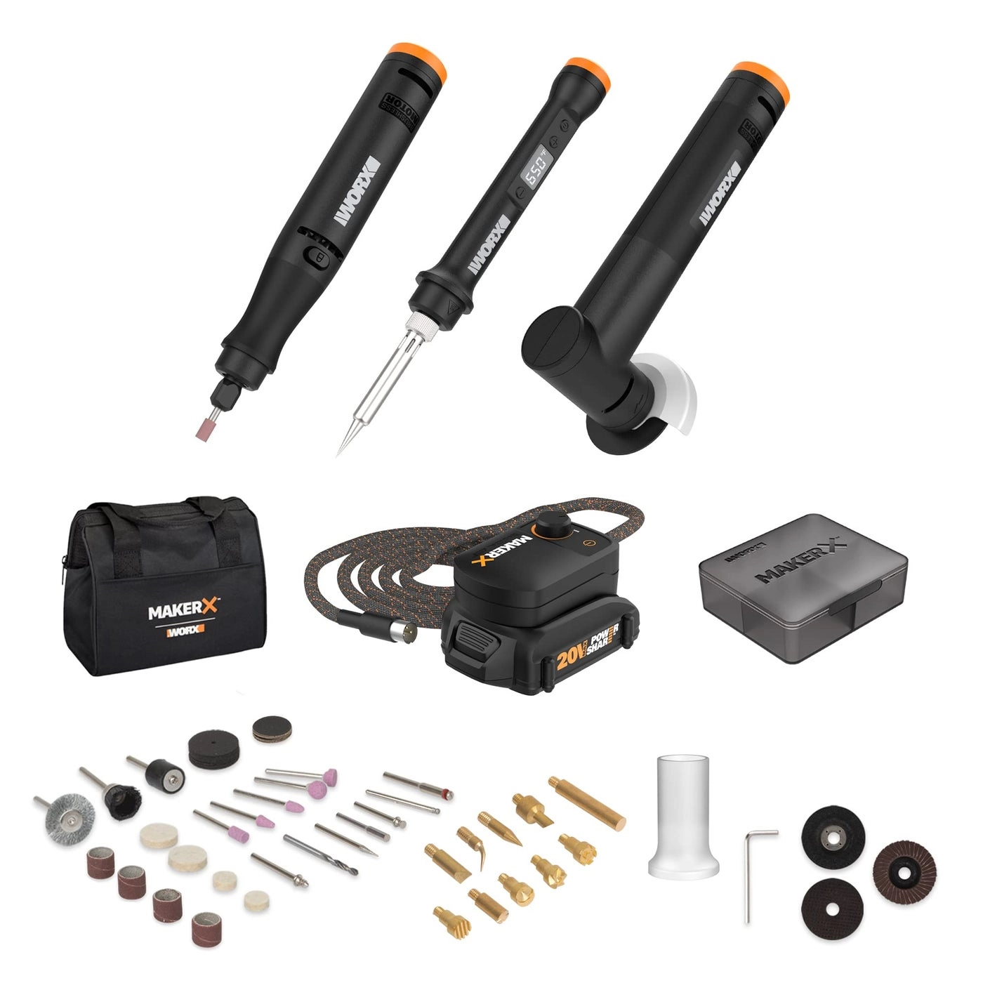 WORX Rotary Tool + Angle Grinder + Wood & Metal Crafter