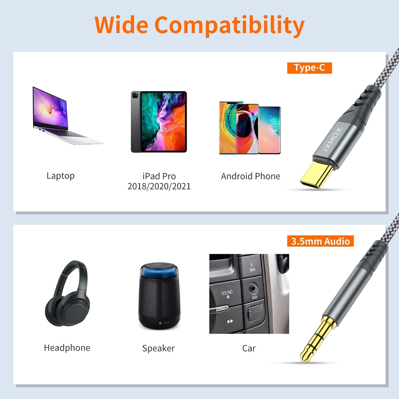 USB C to 3.5mm Audio Aux Jack Cable - 4ft