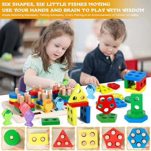 Wooden Sorting & Stacking Toy - 12 months - 3 years 24 pieces