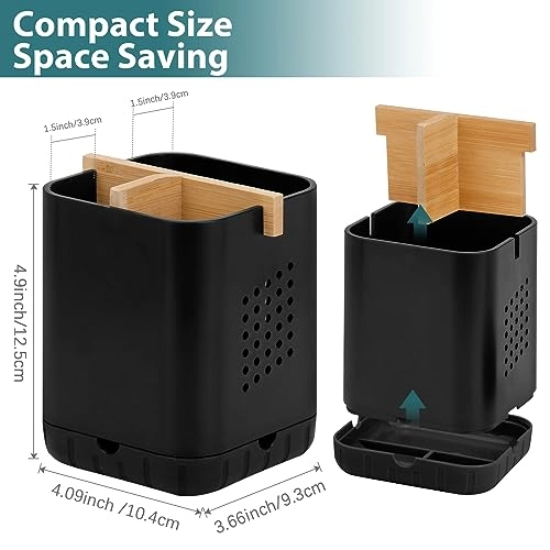 Toothbrush Holder - Black Bamboo Divider