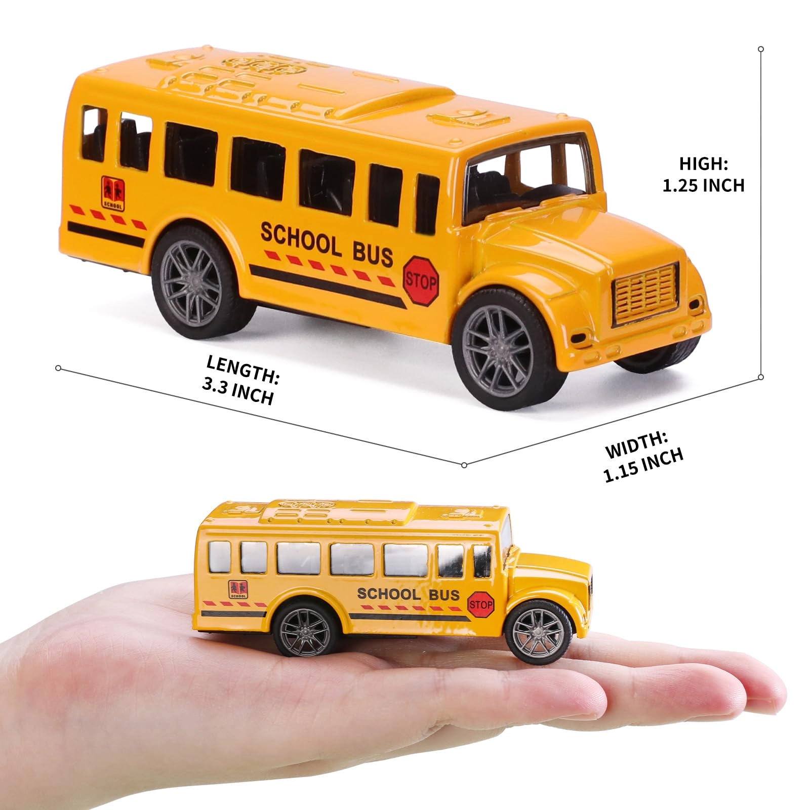 Pull Back School Bus Toy - 12 Pack