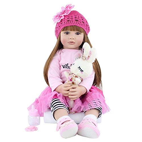 Reborn Baby Doll - 24inch Handmade Silicone Long Hair Sets