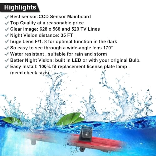 Brake light reversing camera - Night vision 628 x 586 pixels