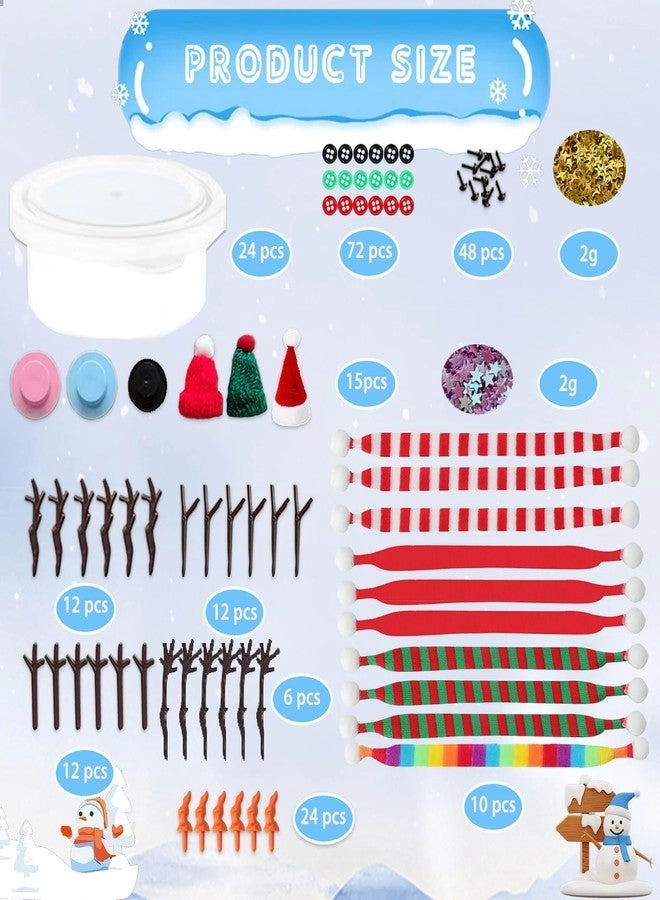 DIY Winter Snowman Clay Craft Kit - 24 Pack Buttons & Noses