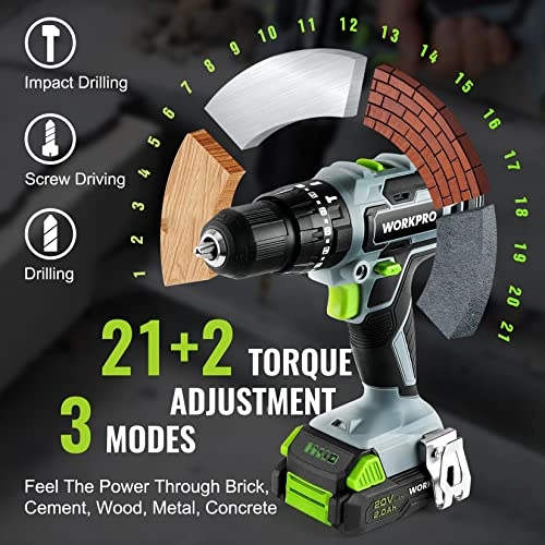 20V Max Cordless Drill Driver Set - 2 Amp Hours 20 Volts