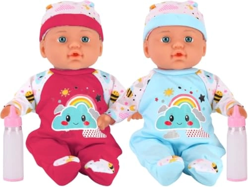 Baby Doll Playset - 12" Soft Body Talking 2 Pack