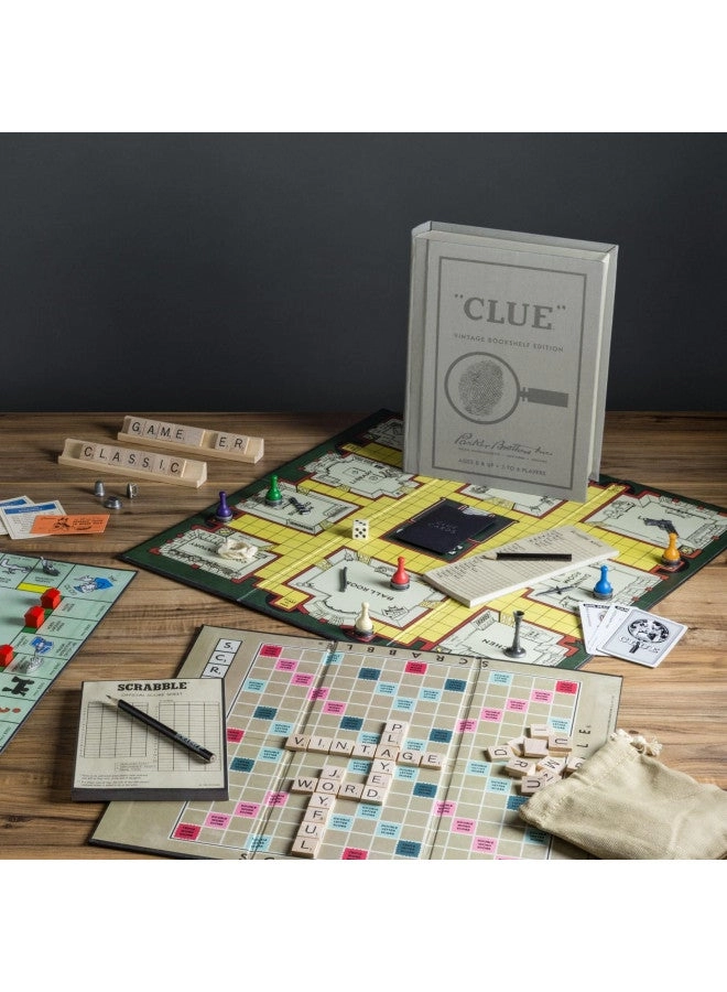 Scrabble + Monopoly + Clue + Boggle + Yahtzee + Catch Phrase + Scattergories + Chess + Sorry! + Candy Land + Chutes and Ladders + Mystery Date + The Game of Life + Taboo + Connect Four