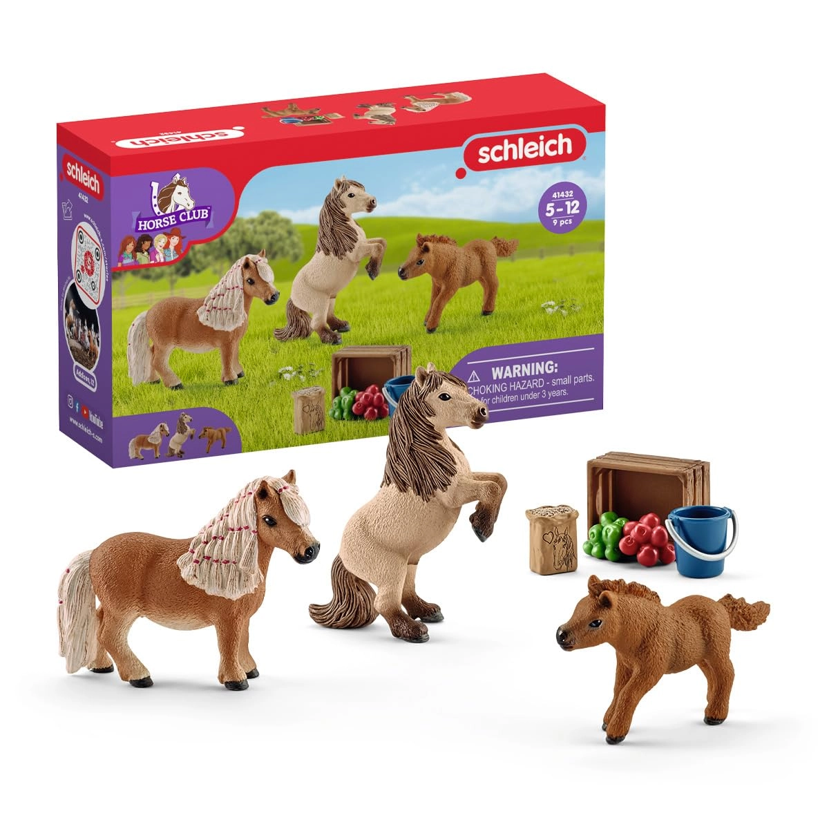 schleich Miniature Shetland Pony Family - Horse Club - 5+ 8-Piece