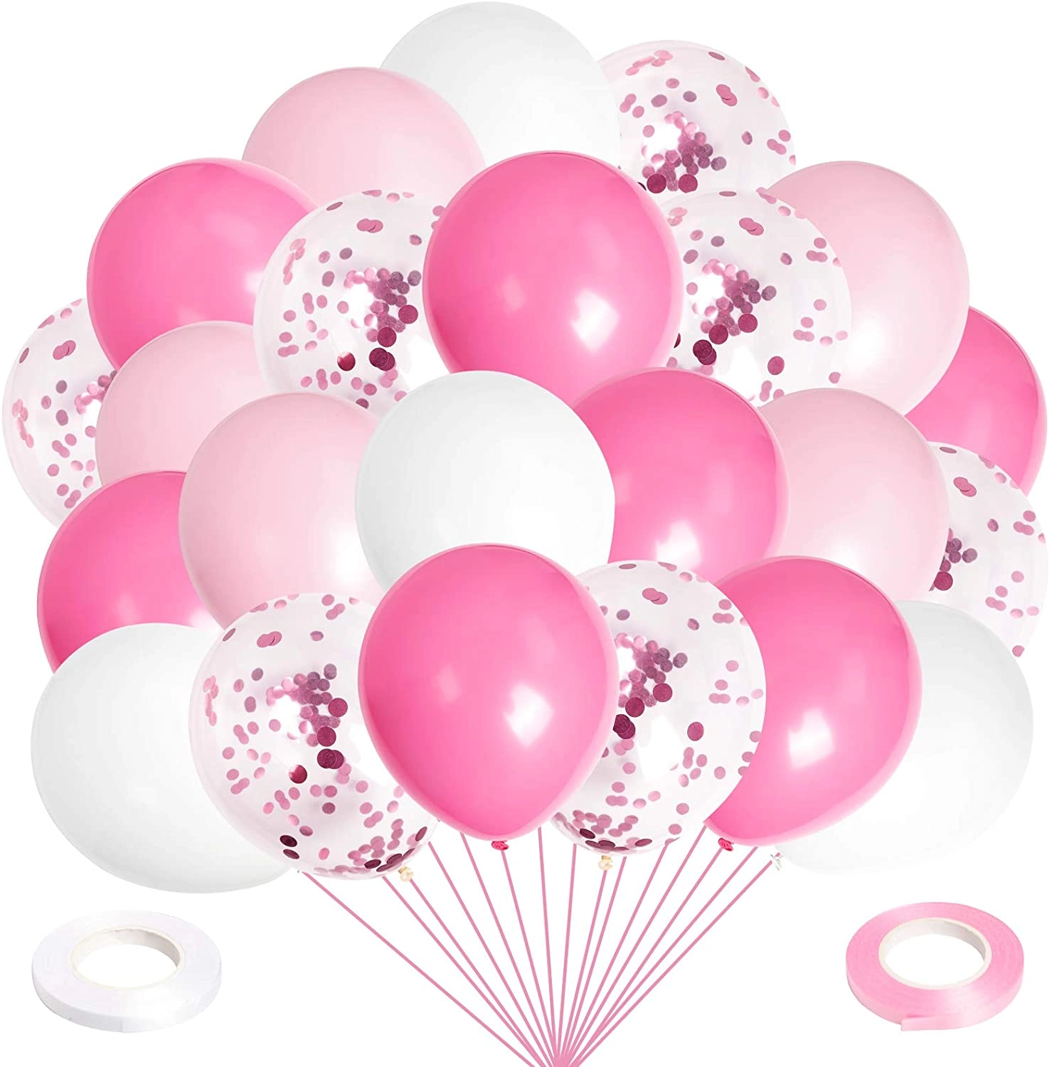 Latex and Confetti Balloons Set - 50-Pieces Birthday