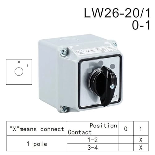 YMW26-20/1M - Rotary Cam Switch 20A 690V 1 Pole